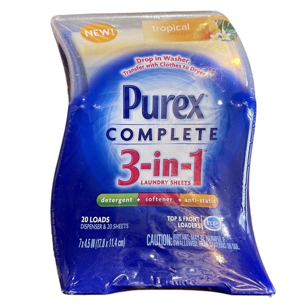 Purex Complete 3‎ In 1 Laundry Sheets  & Dispenser Tropical Escape 20 Loads